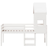 Lit haut sans matelas blanc 75x190 cm bois de pin massif