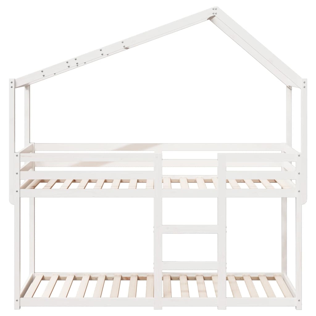 Lit superposé sans matelas blanc 90x200 cm bois de pin massif