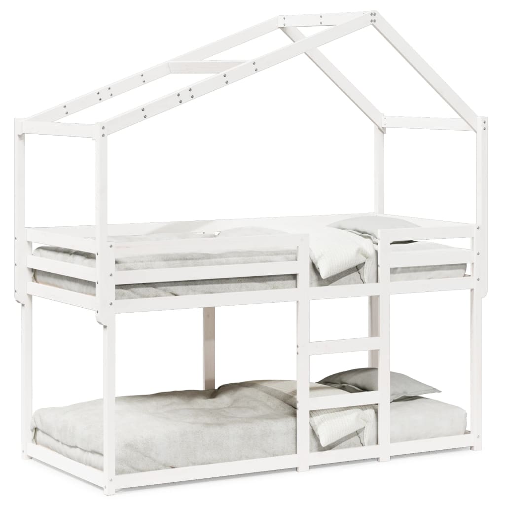 Lit superposé sans matelas blanc 90x200 cm bois de pin massif