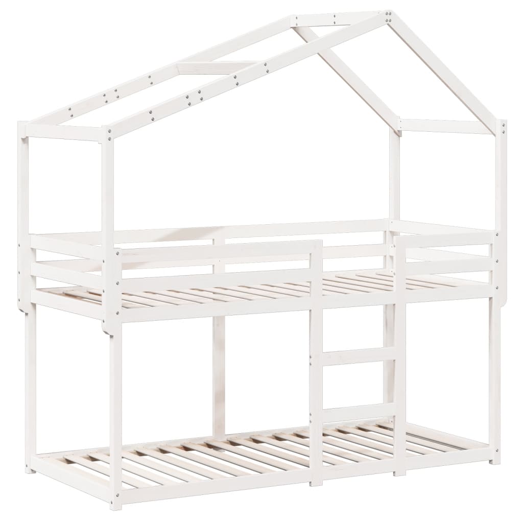 Lit superposé sans matelas blanc 90x200 cm bois de pin massif