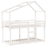 Lit superposé sans matelas blanc 90x200 cm bois de pin massif