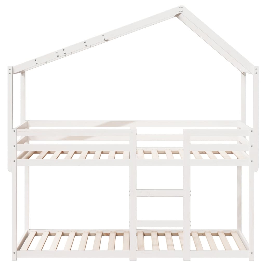 Lit superposé sans matelas blanc 90x200 cm bois de pin massif