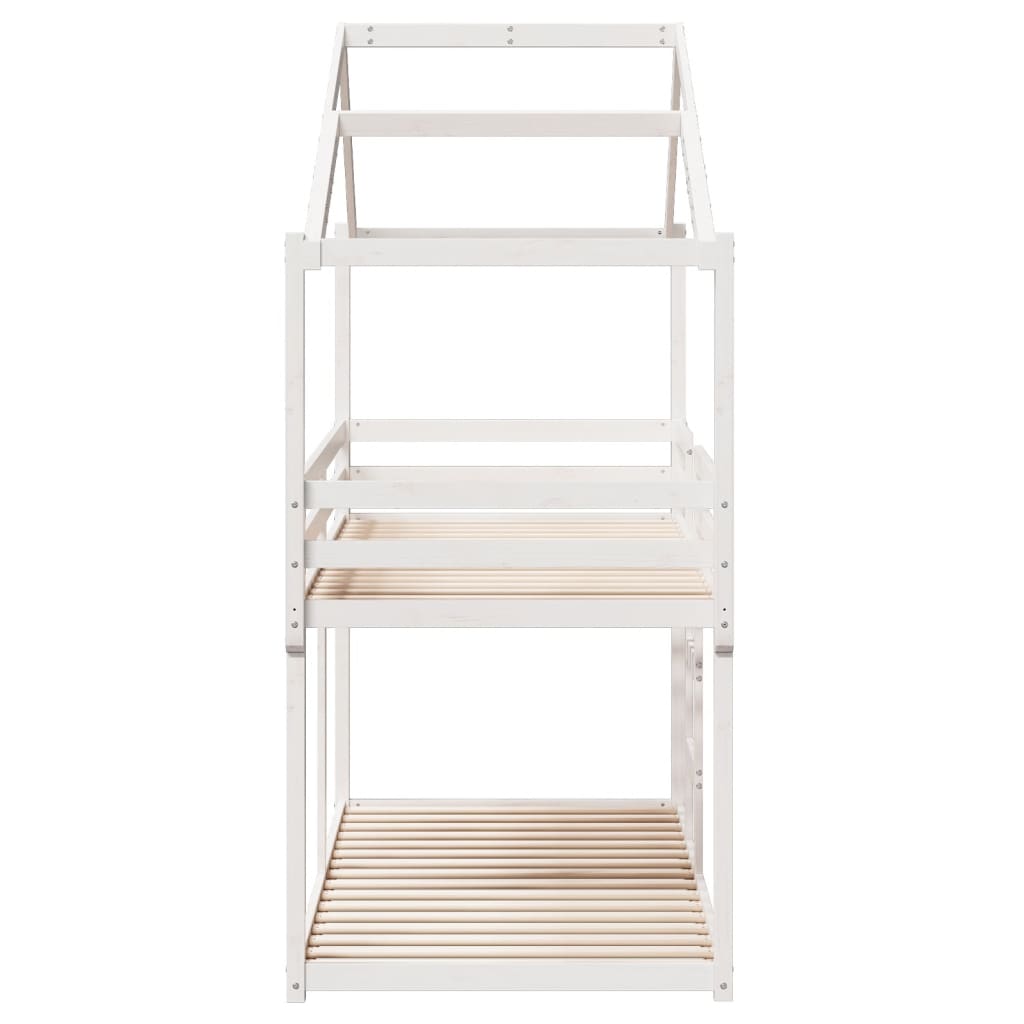 Lit superposé sans matelas blanc 90x200 cm bois de pin massif