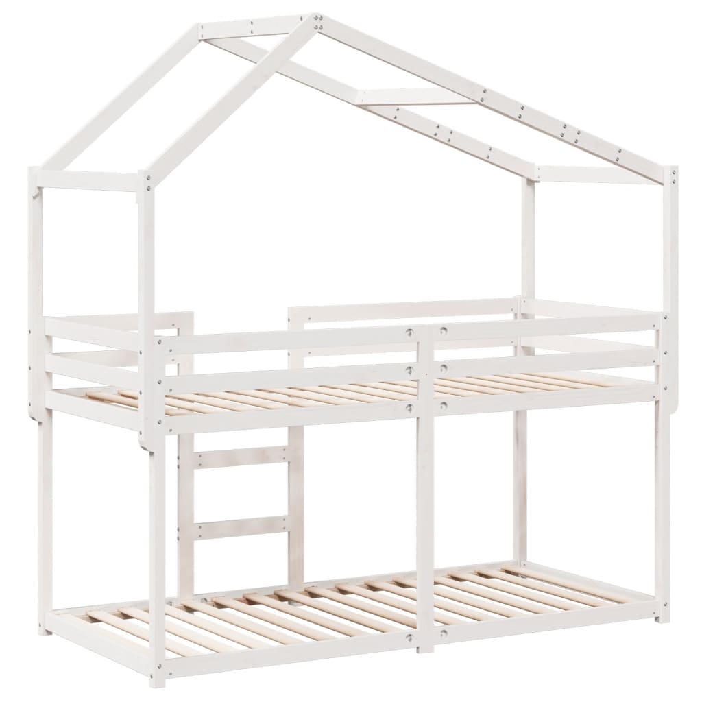 Lit superposé sans matelas blanc 90x200 cm bois de pin massif