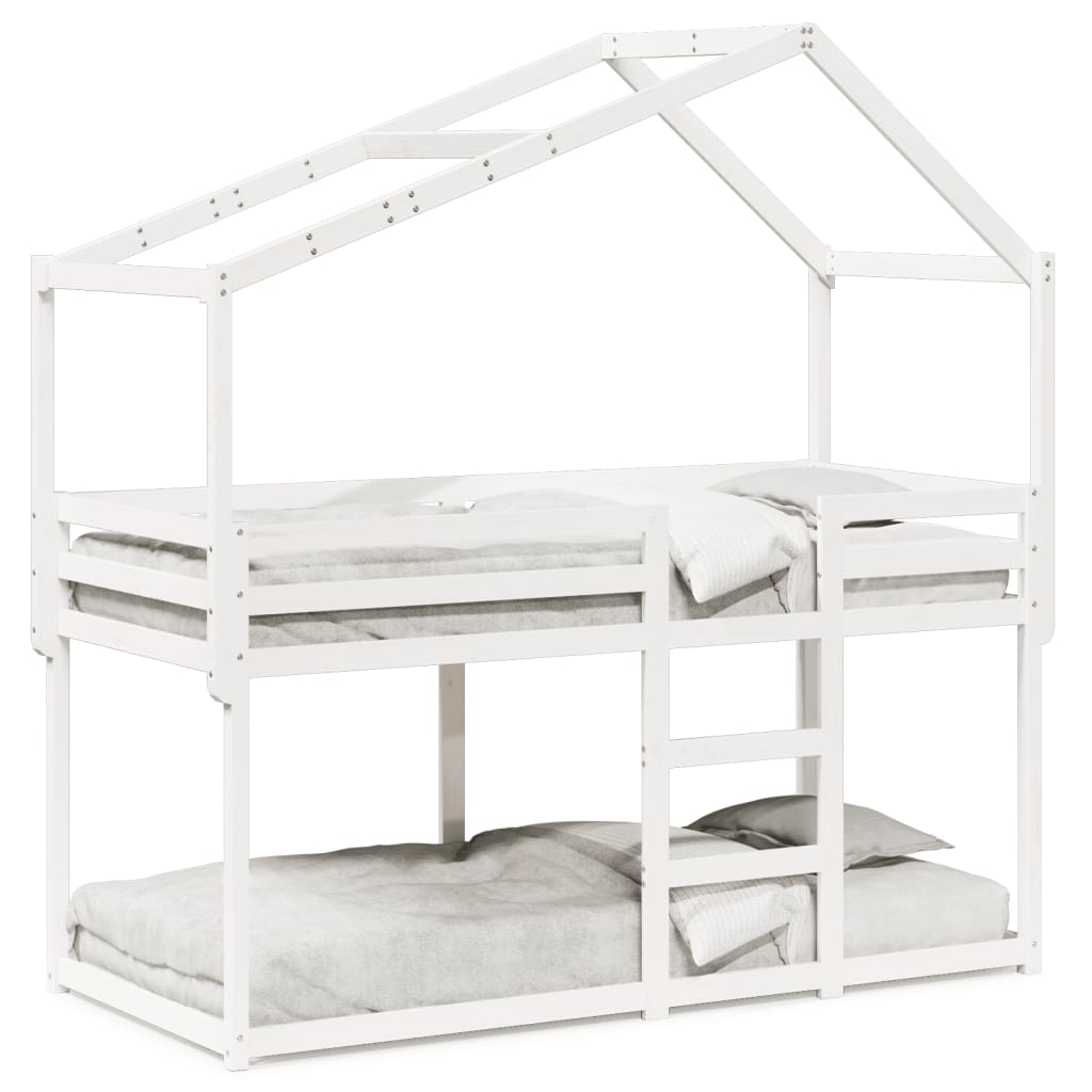 Lit superposé sans matelas blanc 80x200 cm bois de pin massif