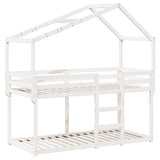 Lit superposé sans matelas blanc 80x200 cm bois de pin massif