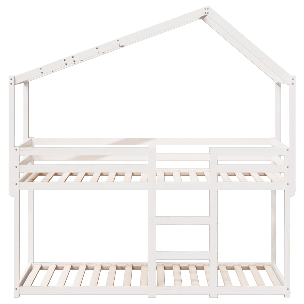 Lit superposé sans matelas blanc 80x200 cm bois de pin massif