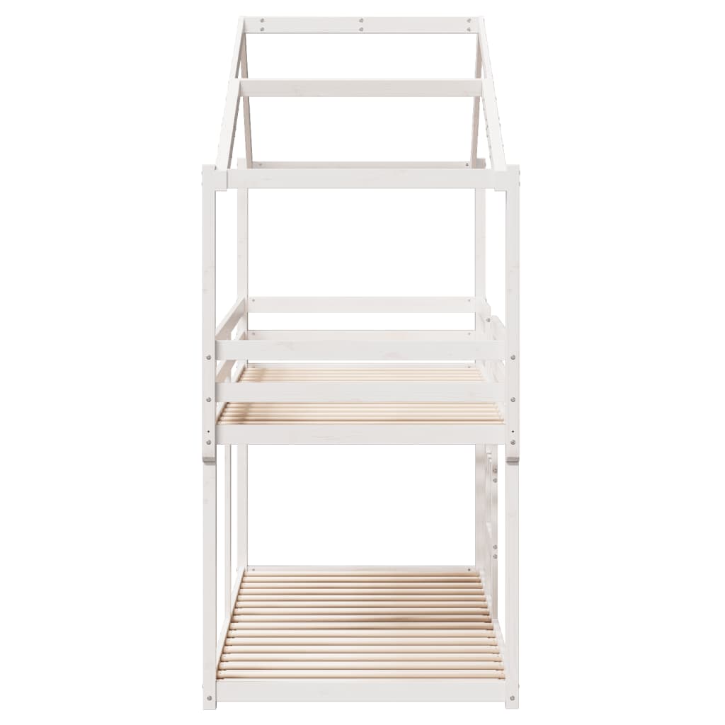 Lit superposé sans matelas blanc 80x200 cm bois de pin massif