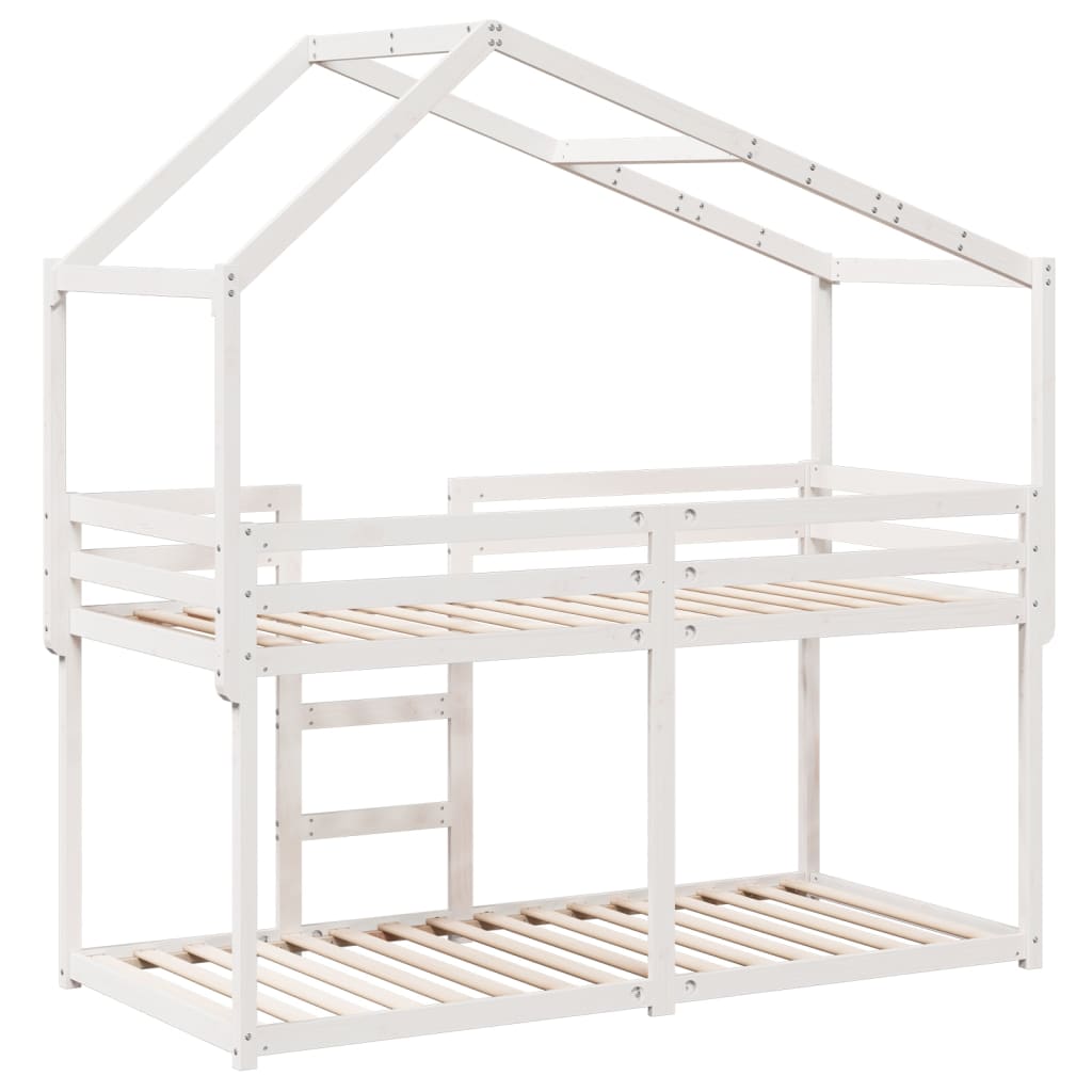 Lit superposé sans matelas blanc 80x200 cm bois de pin massif