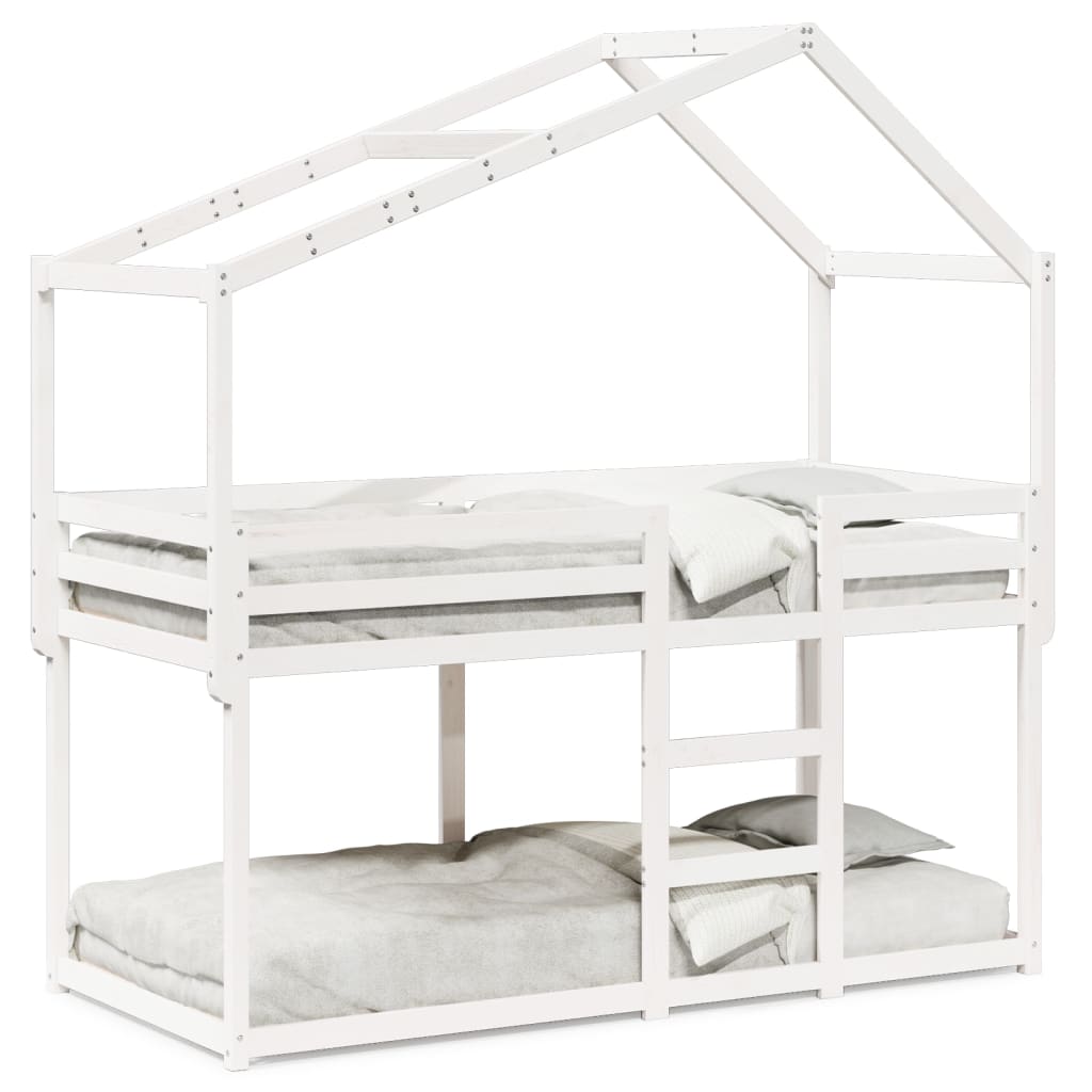 Lit superposé sans matelas blanc 90x190 cm bois de pin massif