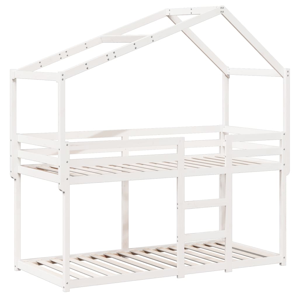 Lit superposé sans matelas blanc 90x190 cm bois de pin massif