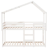 Lit superposé sans matelas blanc 90x190 cm bois de pin massif