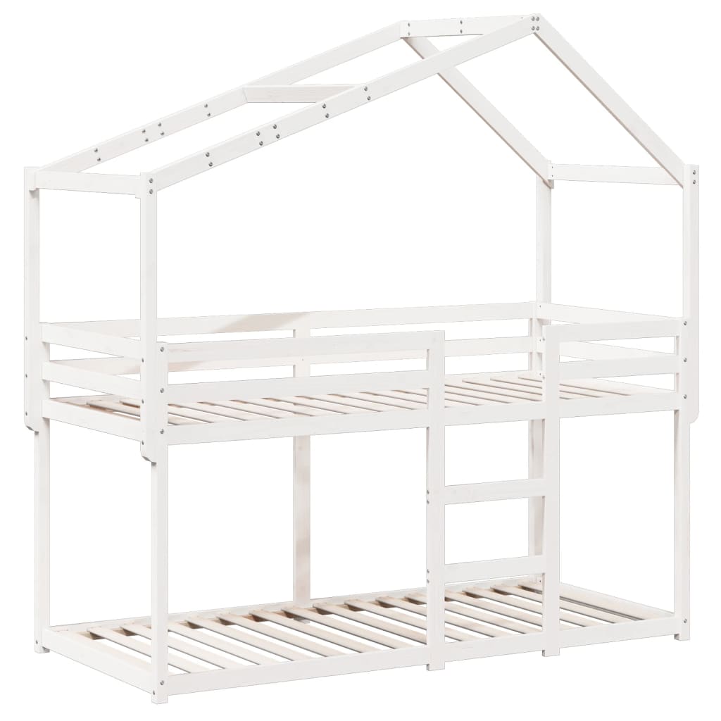 Lit superposé sans matelas blanc 75x190 cm bois de pin massif