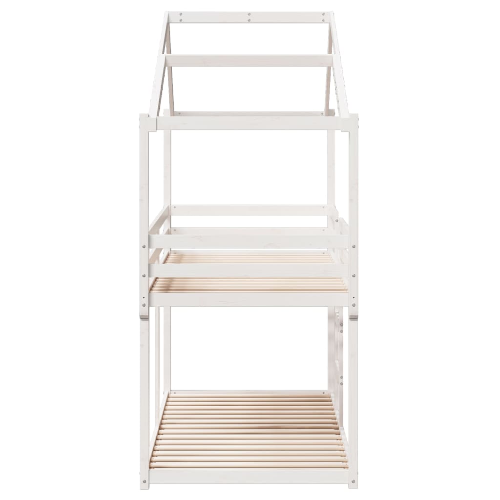 Lit superposé sans matelas blanc 75x190 cm bois de pin massif