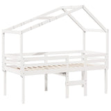 Lit haut sans matelas blanc 90x200 cm bois de pin massif