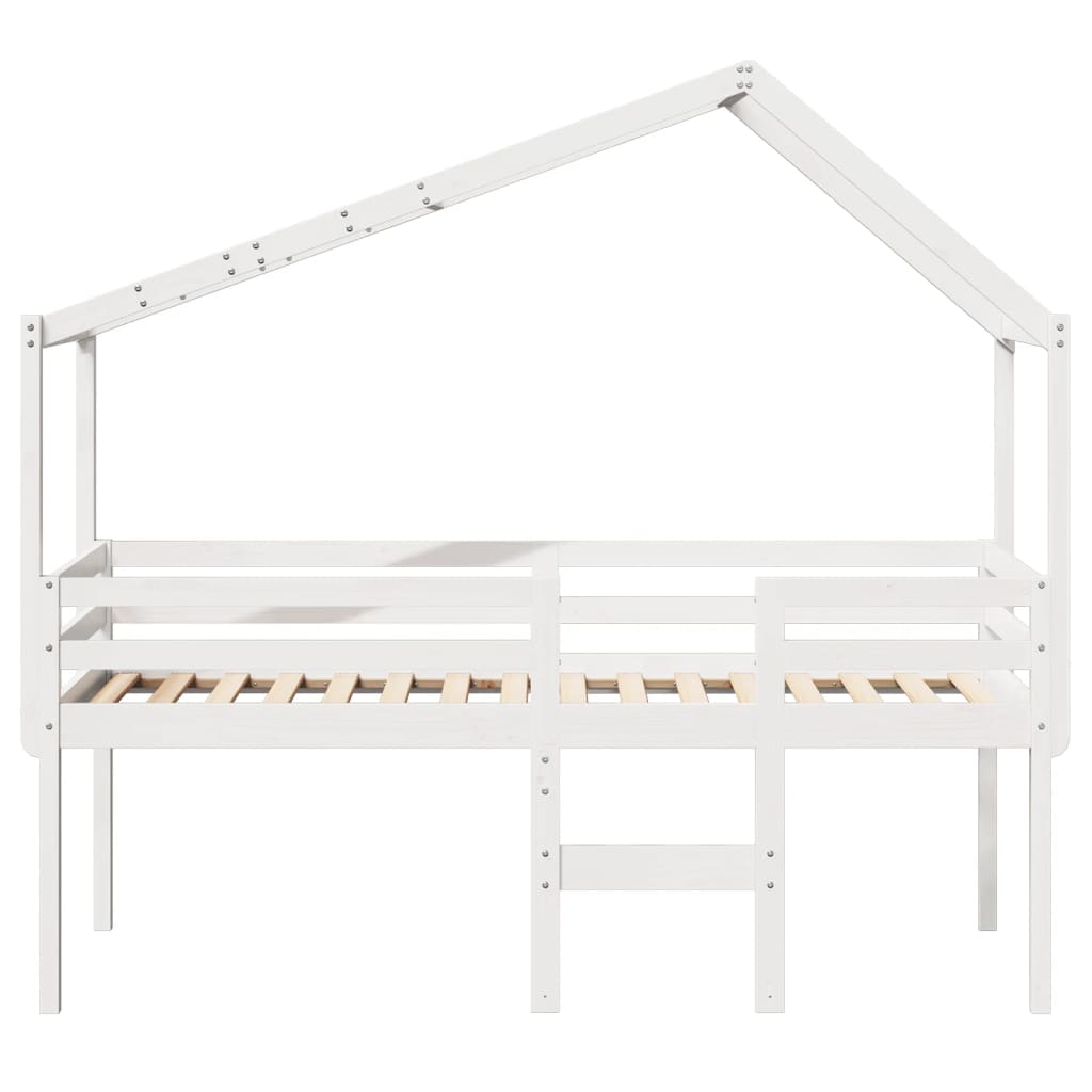 Lit haut sans matelas blanc 90x200 cm bois de pin massif