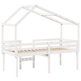 Lit haut sans matelas blanc 90x200 cm bois de pin massif