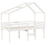 Lit haut sans matelas blanc 80x200 cm bois de pin massif