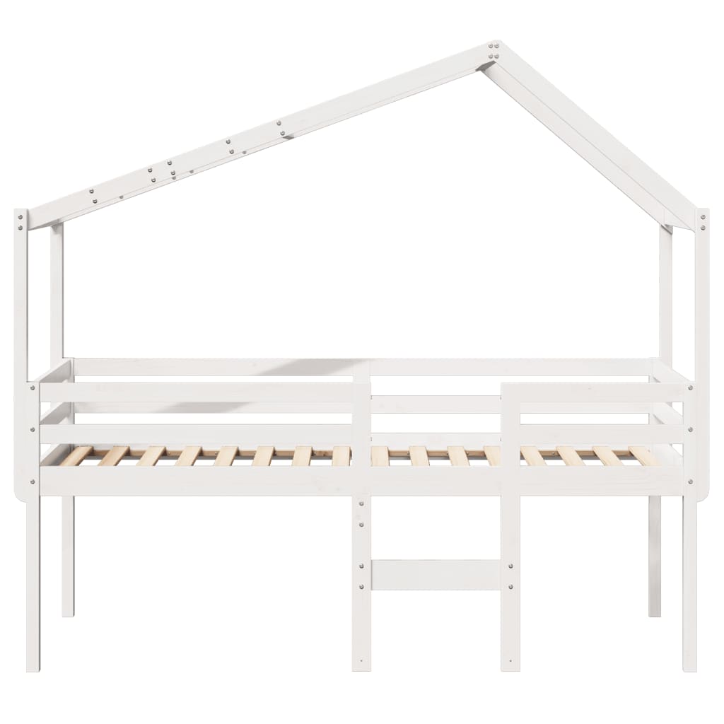 Lit haut sans matelas blanc 80x200 cm bois de pin massif