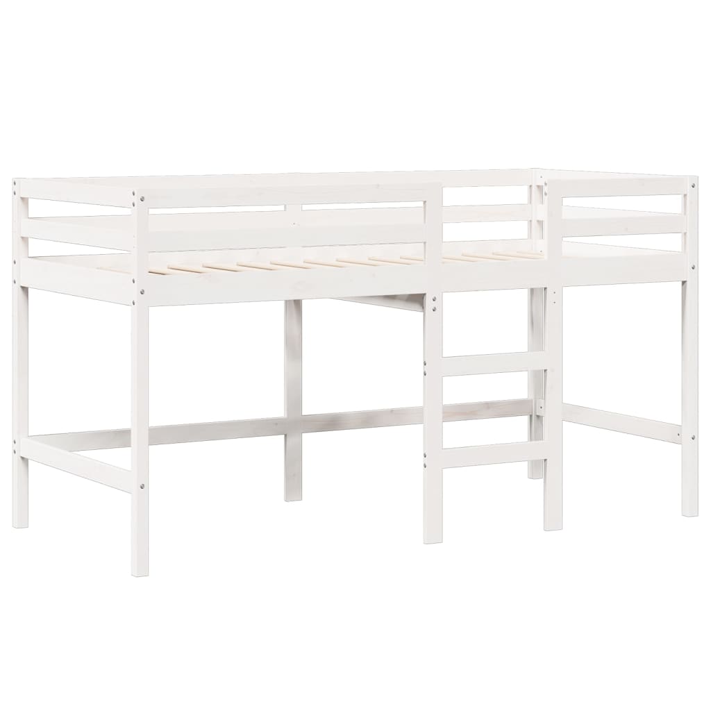 Lit haut sans matelas blanc 80x200 cm bois de pin massif