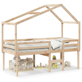 Lit haut sans matelas 90x190 cm bois de pin massif