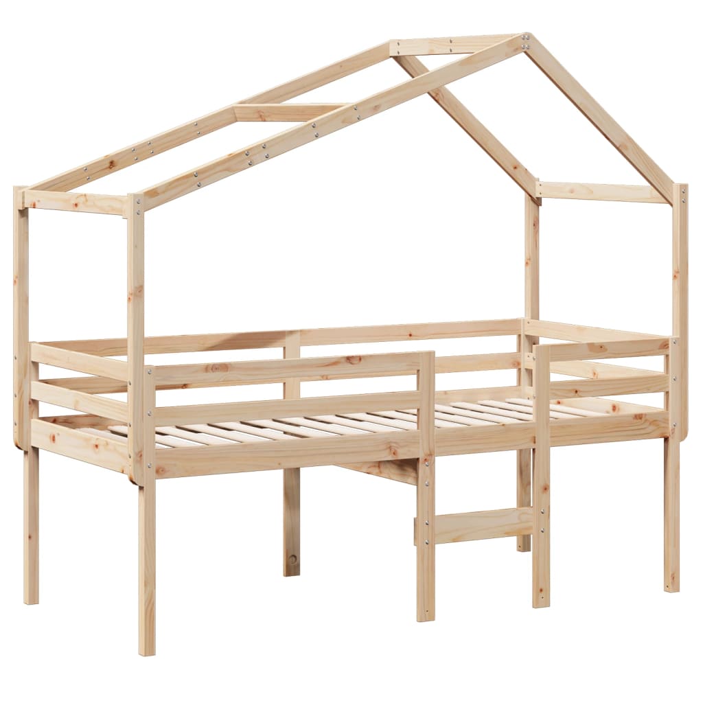 Lit haut sans matelas 90x190 cm bois de pin massif