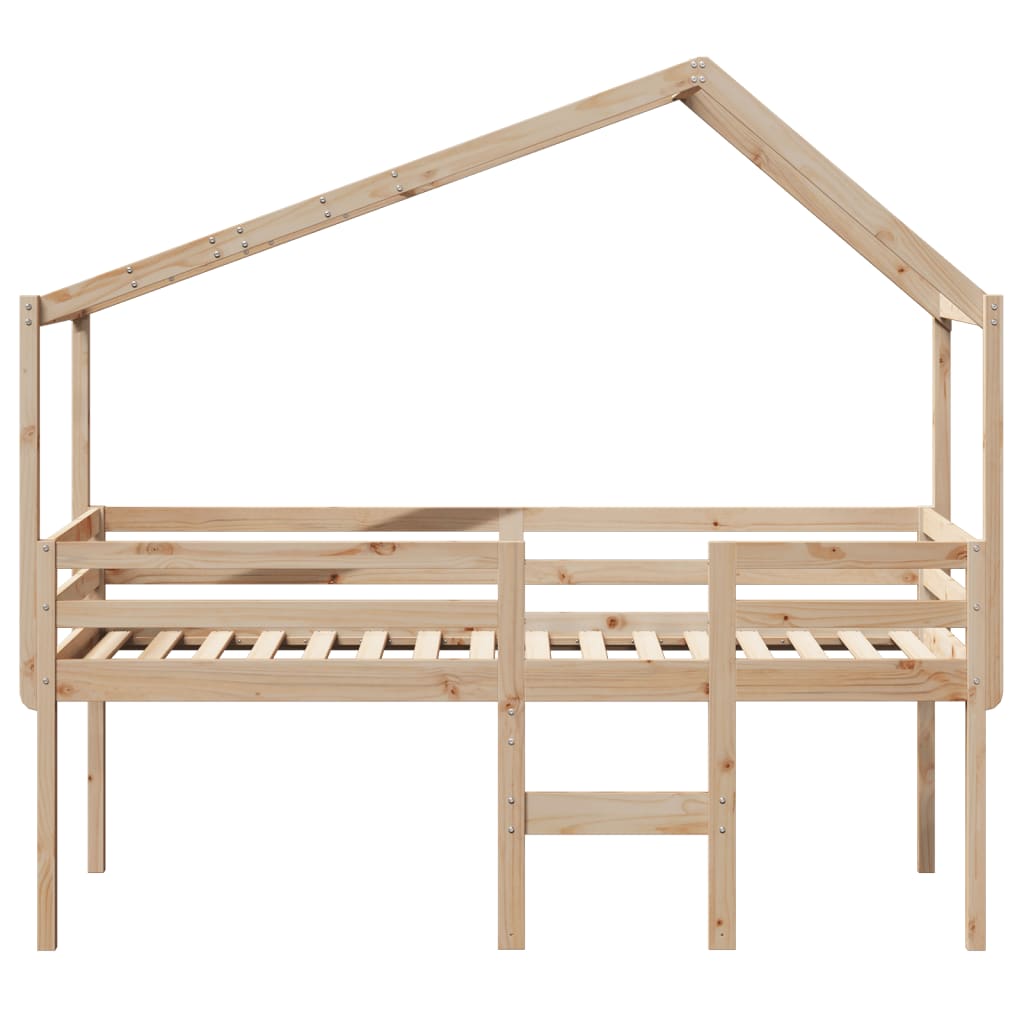 Lit haut sans matelas 90x190 cm bois de pin massif