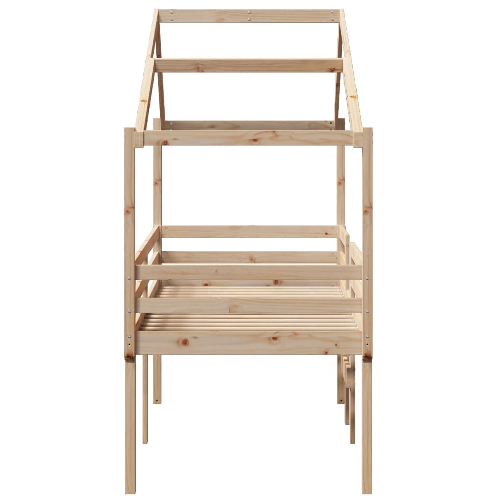 Lit haut sans matelas 90x190 cm bois de pin massif