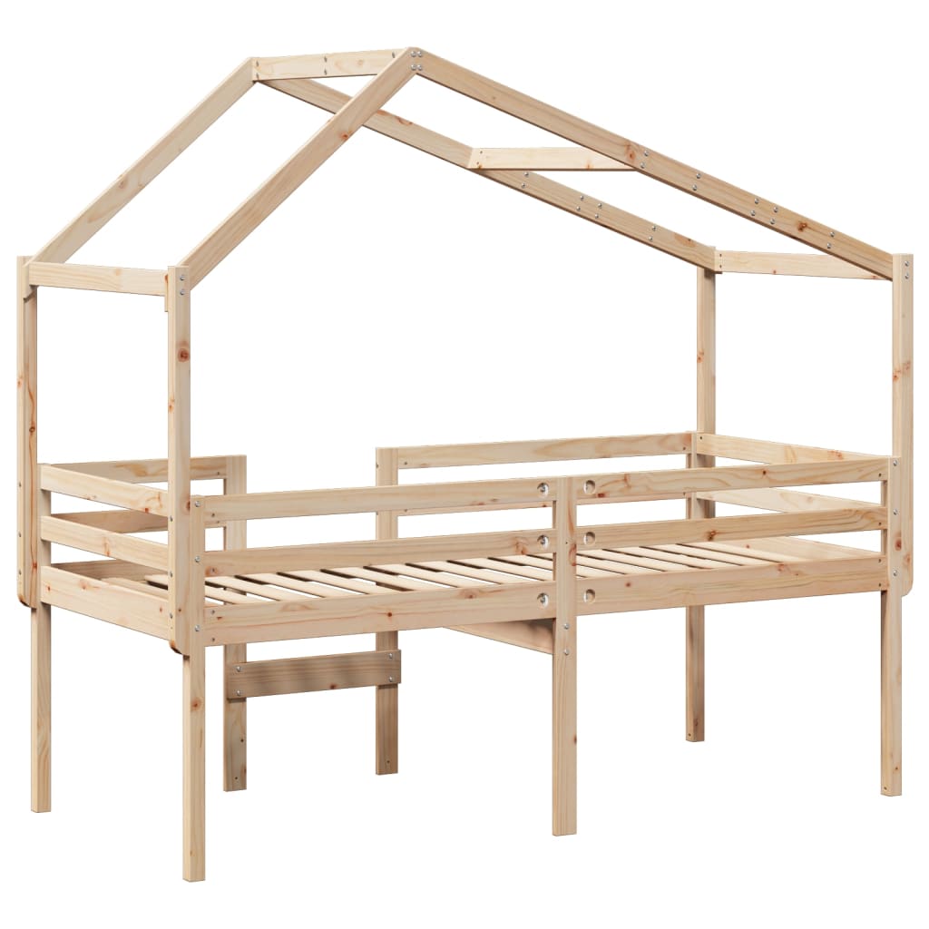 Lit haut sans matelas 90x190 cm bois de pin massif