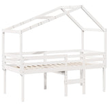 Lit haut sans matelas blanc 90x190 cm bois de pin massif