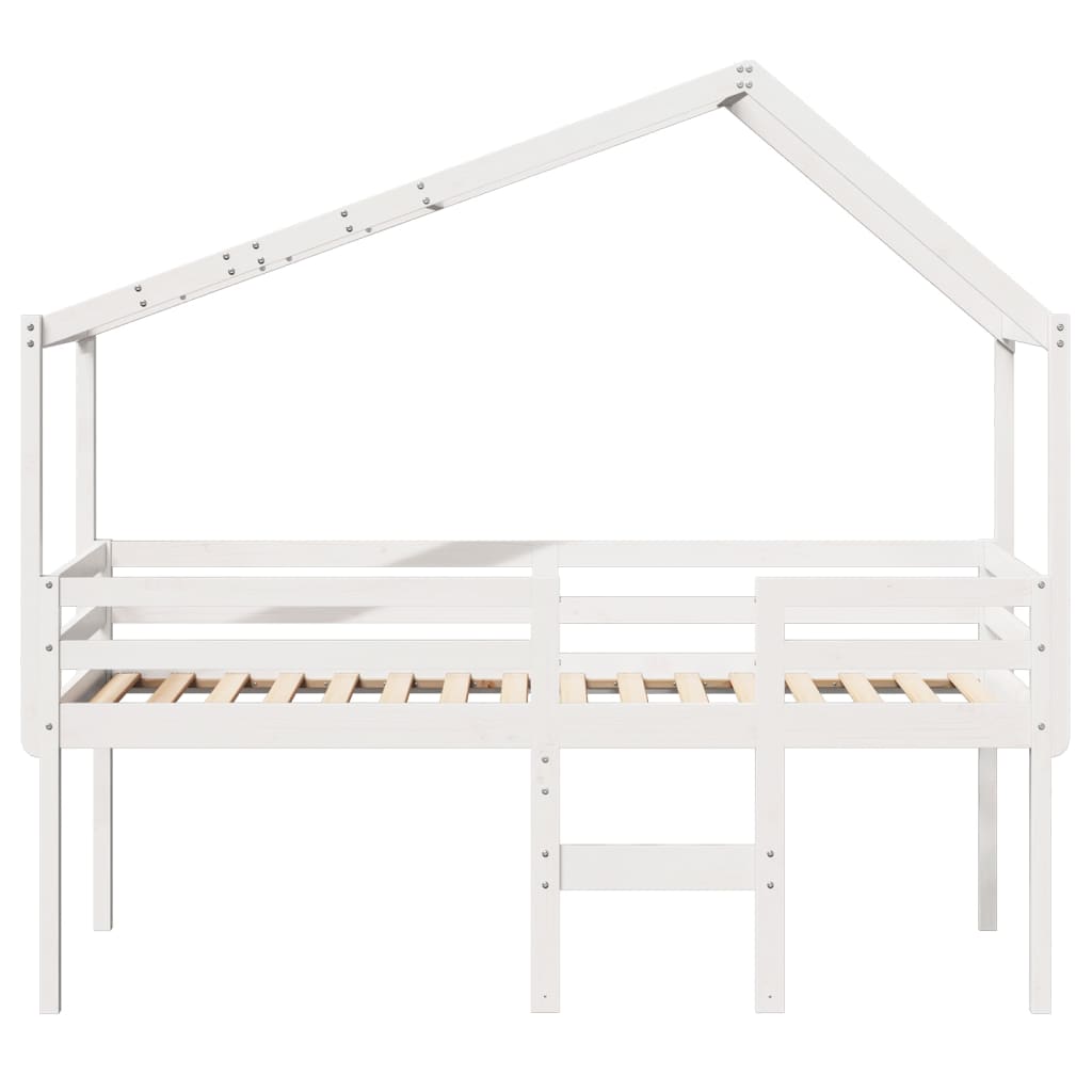 Lit haut sans matelas blanc 90x190 cm bois de pin massif