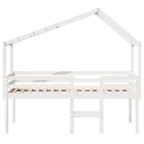 Lit haut sans matelas blanc 90x190 cm bois de pin massif