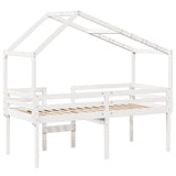 Lit haut sans matelas blanc 90x190 cm bois de pin massif