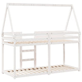 Lit superposé sans matelas blanc 90x200 cm bois de pin massif