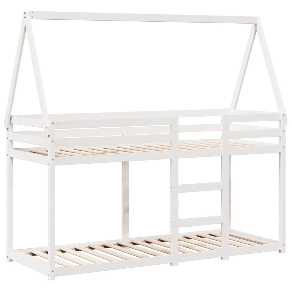 Lit superposé sans matelas blanc 90x200 cm bois de pin massif