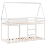 Lit superposé sans matelas blanc 90x200 cm bois de pin massif