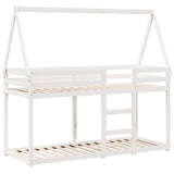 Lit superposé sans matelas blanc 90x190 cm bois de pin massif