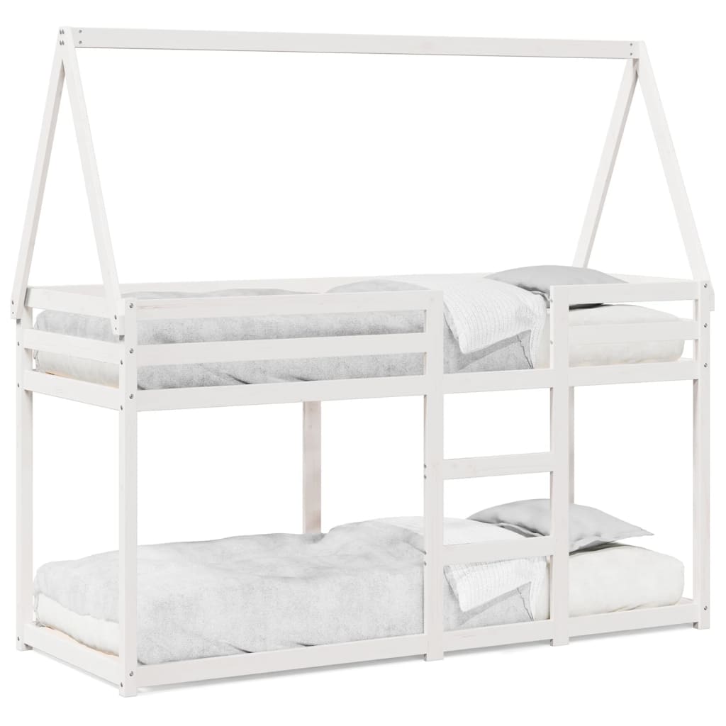 Lit superposé sans matelas blanc 75x190 cm bois de pin massif