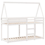 Lit superposé sans matelas blanc 75x190 cm bois de pin massif