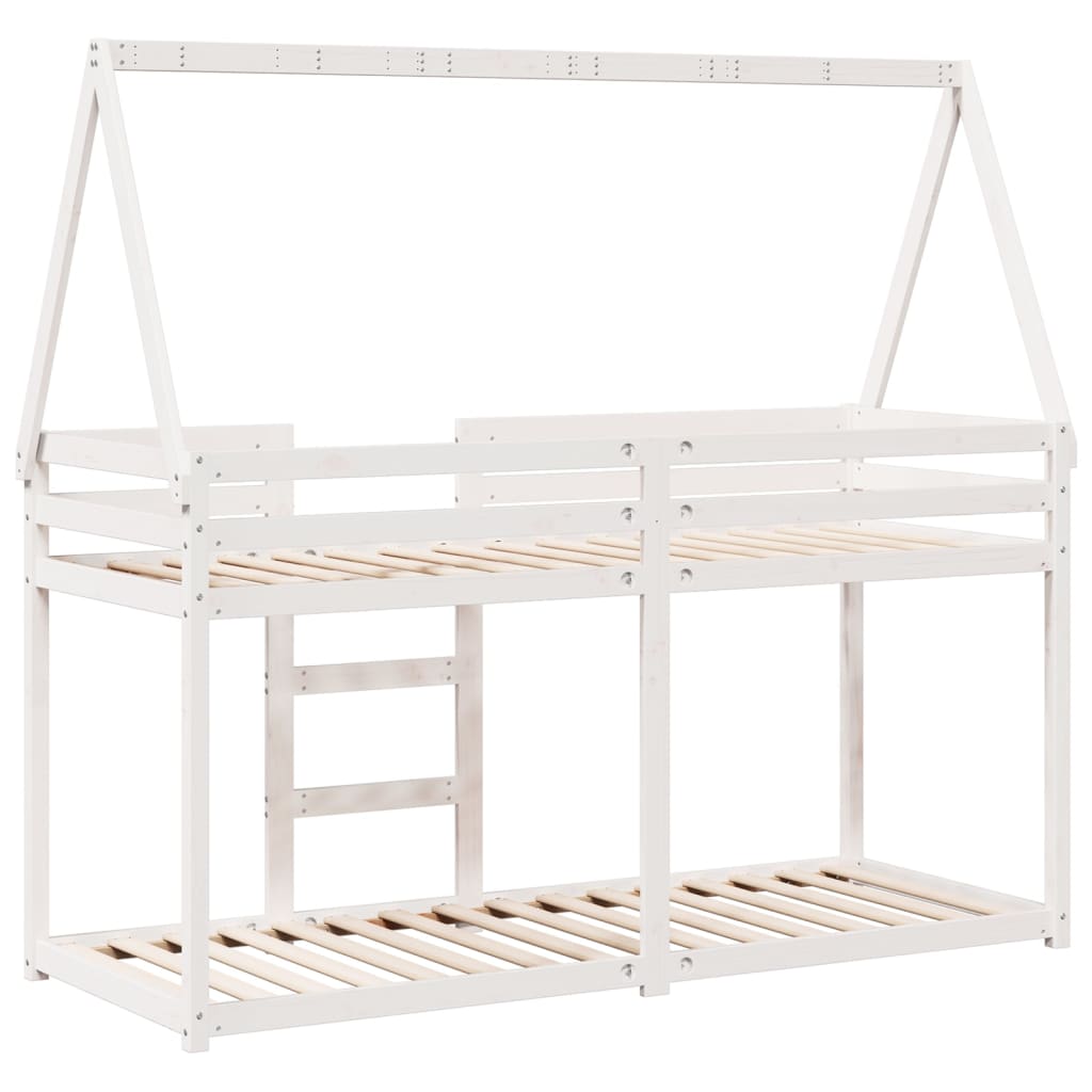 Lit superposé sans matelas blanc 75x190 cm bois de pin massif