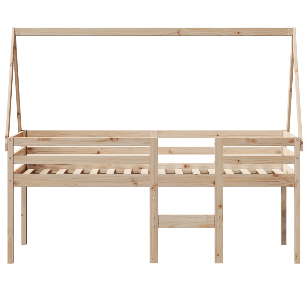 Lit haut sans matelas 90x200 cm bois de pin massif