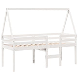 Lit haut sans matelas blanc 90x200 cm bois de pin massif