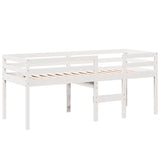 Lit haut sans matelas blanc 90x200 cm bois de pin massif