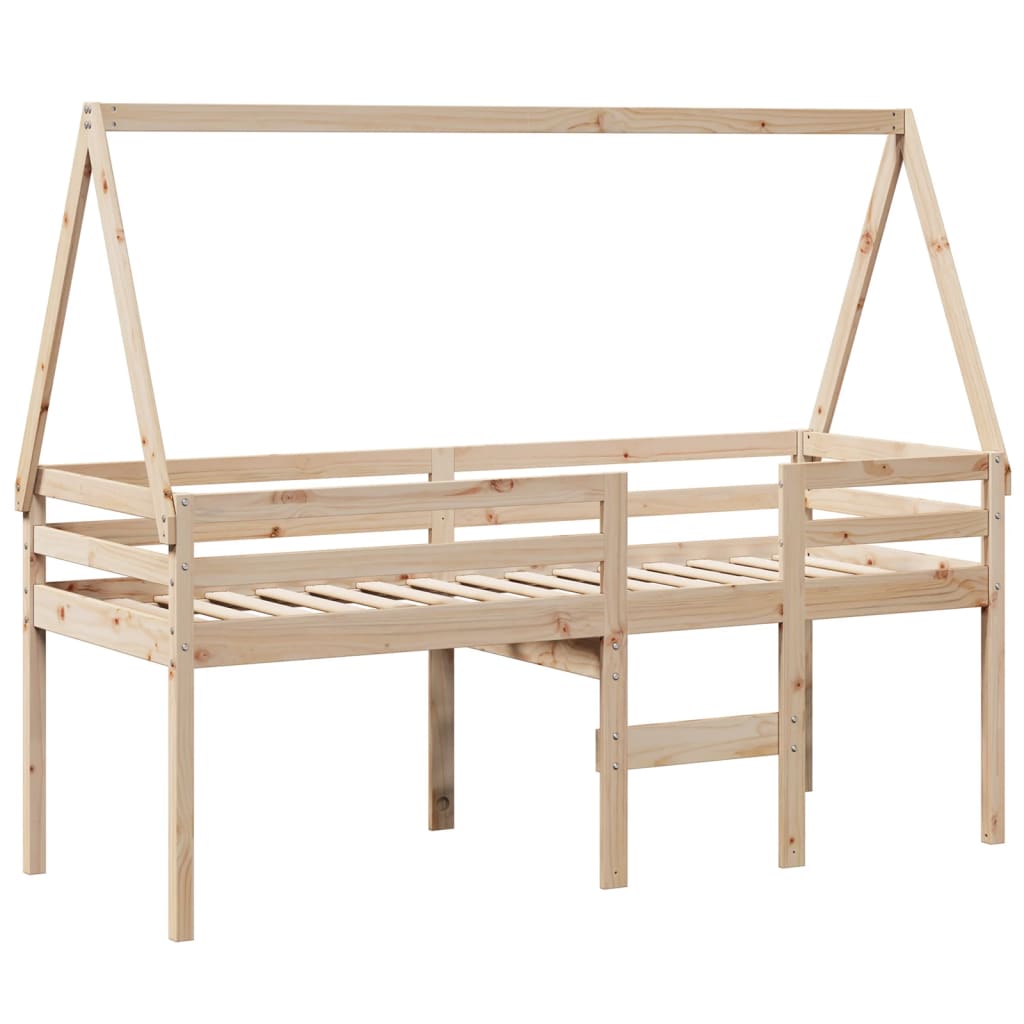 Lit haut sans matelas 90x190 cm bois de pin massif