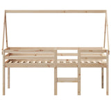 Lit haut sans matelas 90x190 cm bois de pin massif