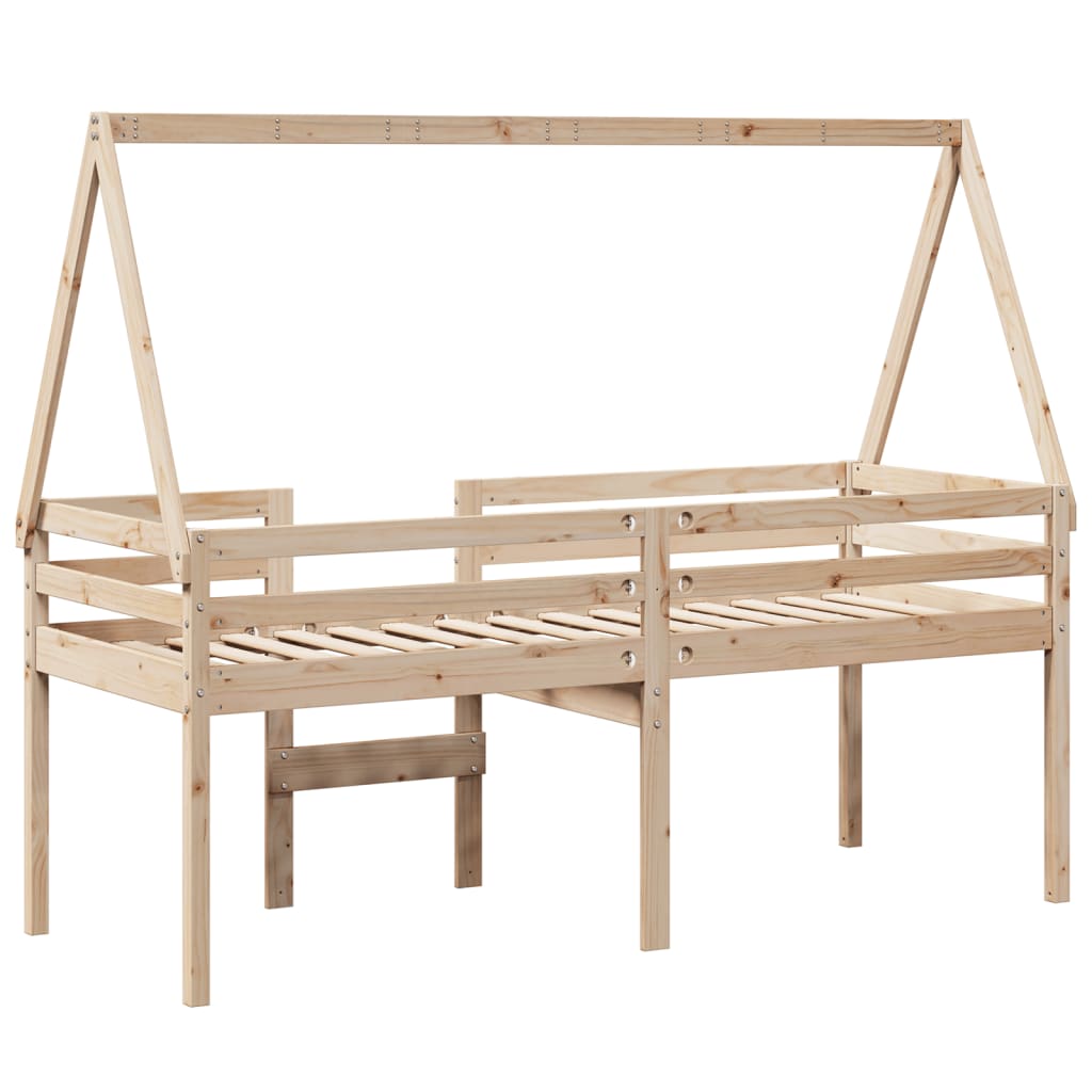 Lit haut sans matelas 90x190 cm bois de pin massif