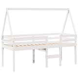 Lit haut sans matelas blanc 90x190 cm bois de pin massif