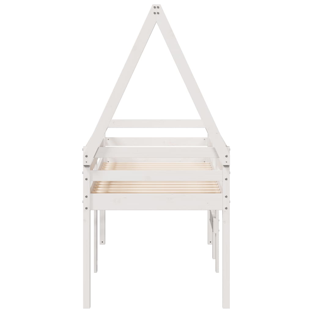 Lit haut sans matelas blanc 90x190 cm bois de pin massif