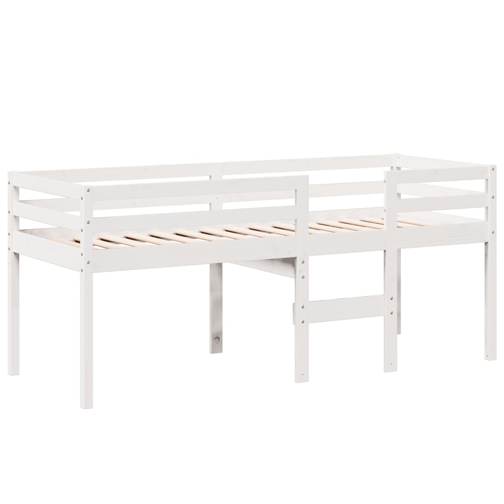 Lit haut sans matelas blanc 90x190 cm bois de pin massif