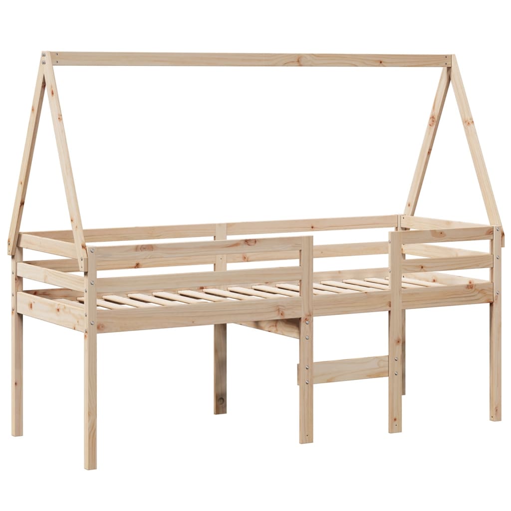 Lit haut sans matelas 75x190 cm bois de pin massif